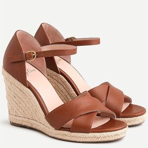 J.Crew Jute Wedge Espadrille Sandals in leather